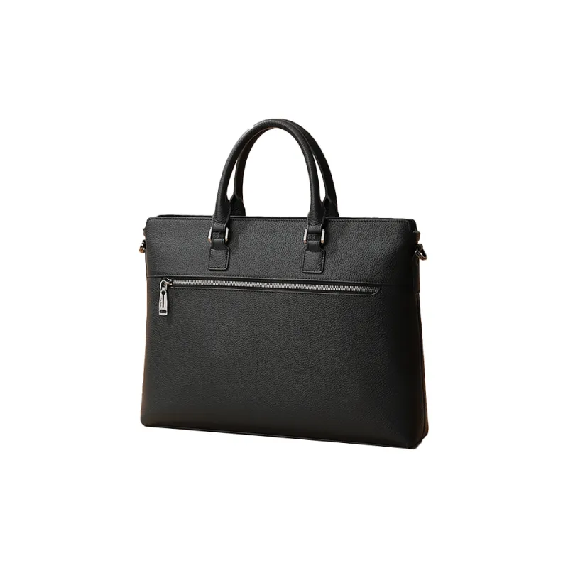 PIERRE CARDIN Top Grain Cow Leather Handheld Laptop Bag Men's Black-2