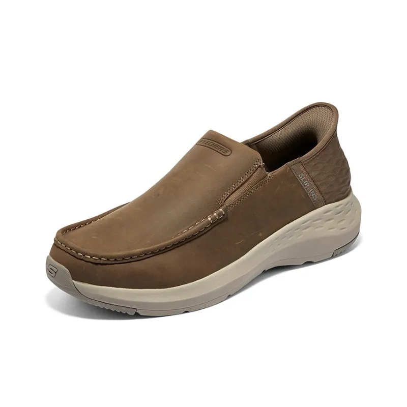 Skechers Slip Ins Slip Ins Technology Wear Resistant Low Top Casual Shoes Men's Brown-2