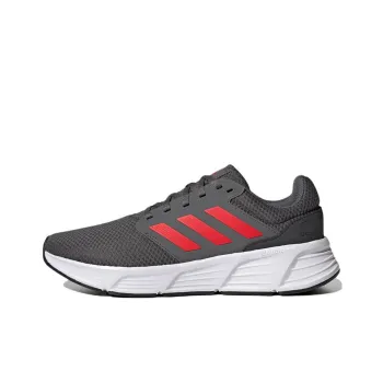 Adidas Galaxy 6 Cushioned Anti-Slip Wear-Resistant Breathable Lightweight Low-Top Running Shoes Men's Gray Red