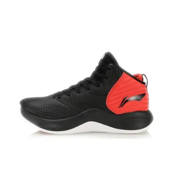 LiNing Magic Cloud Coverage Support High Top Basketball Shoes Men's Black Red Fleece Lined