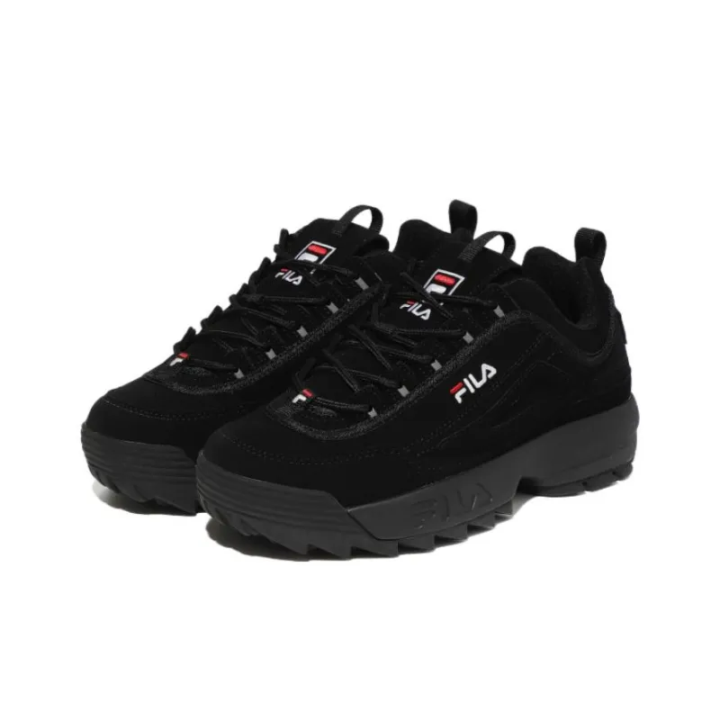 FILA Disruptor 2 1998 Anti Slip Wear Resistant Low Top Casual Shoes Unisex All Black Korean Style-2