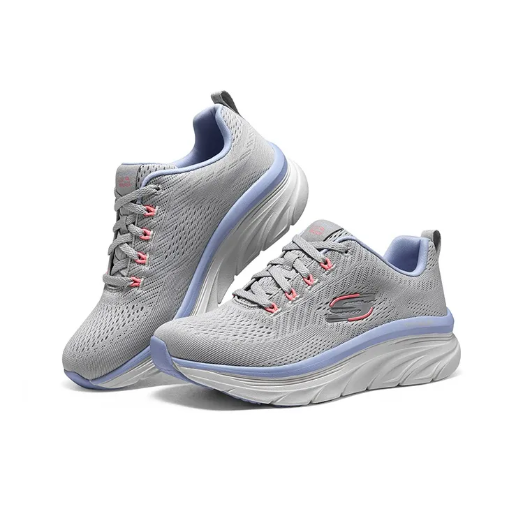 Skechers D'lux Walker Anti Slip Wear Resistant Low Top Casual Shoes Women's Gray Purple Pink-3