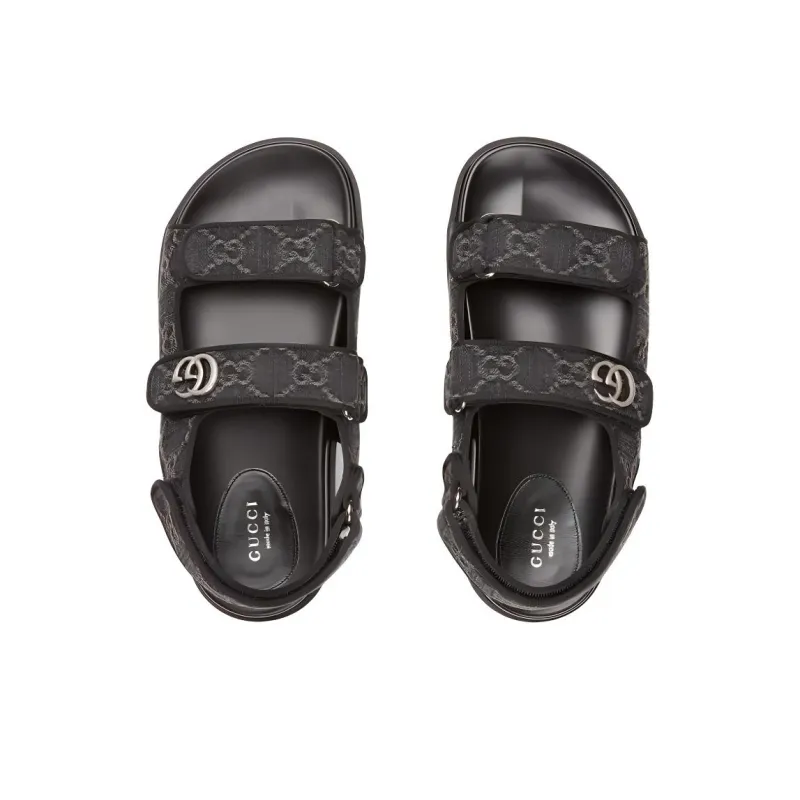 GUCCI Double G-plaque Denim Sandals-3
