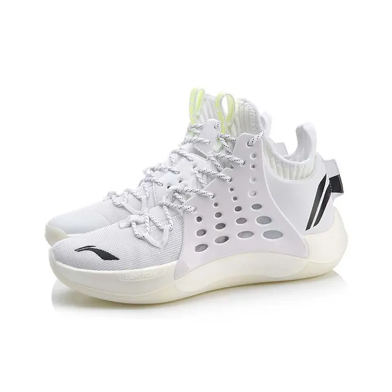 LiNing SONIC 7 Non-slip Wear-resistant Shock Absorption Mid-Top Performance Basketball Shoes White Black-2