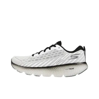 Skechers GO Run Max Road 5 Cushioned Wear-Resistant Breathable Low-Top Running Shoes Men's White Black