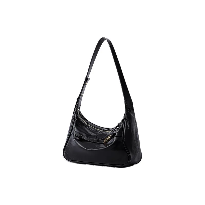 FION Cow Leather Crossbody Bag, Shoulder Bag Regular Women's Black-1