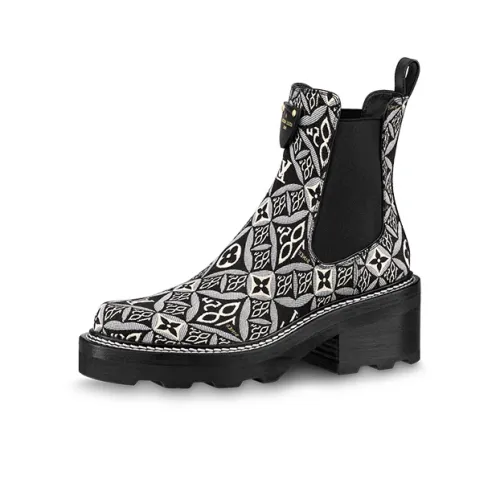 LOUIS VUITTON Beaubourg Chelsea Boots Women's Black/White