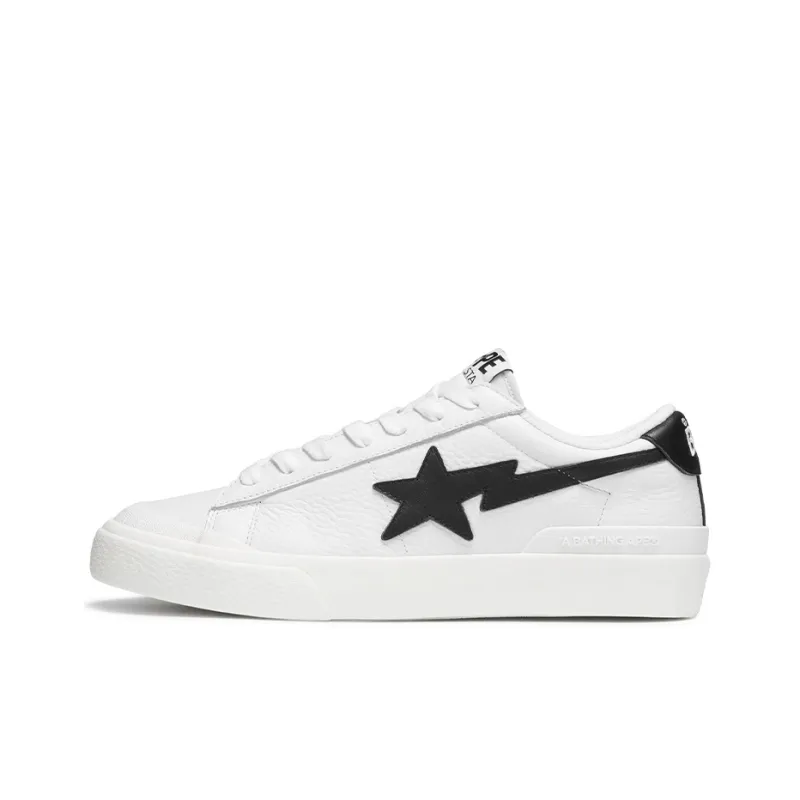 A BATHING APE MAD STA Good Sunday Low Top Stylish Skateboarding Shoes Unisex White Black-0