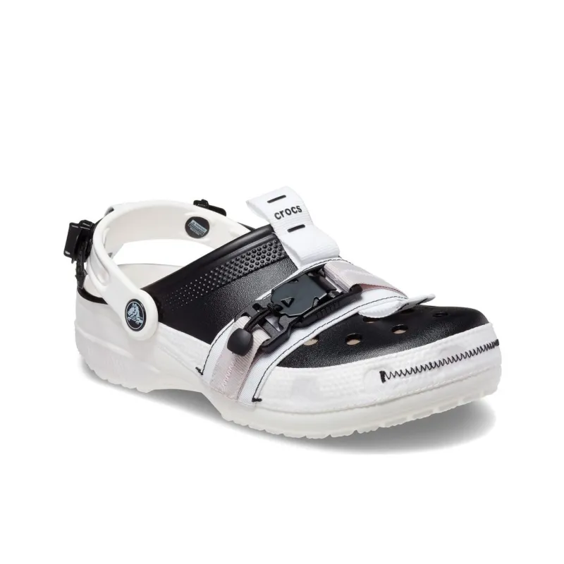 Crocs Classic Zip Tie Buckle Clogs 'Black White'-3