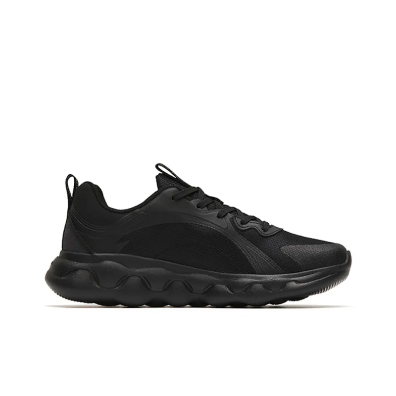 Anta Sheepskin Cushioning Slip Resistant Breathable Coverage Lightweight Rebound Low Top Running Shoes Men's Black-1
