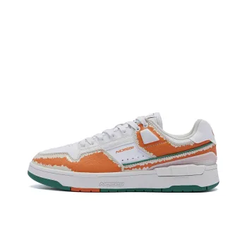 QIAODAN Mortise And Wood Zero Durable Breathable Low Top Skateboard Shoes Men's White Orange Green