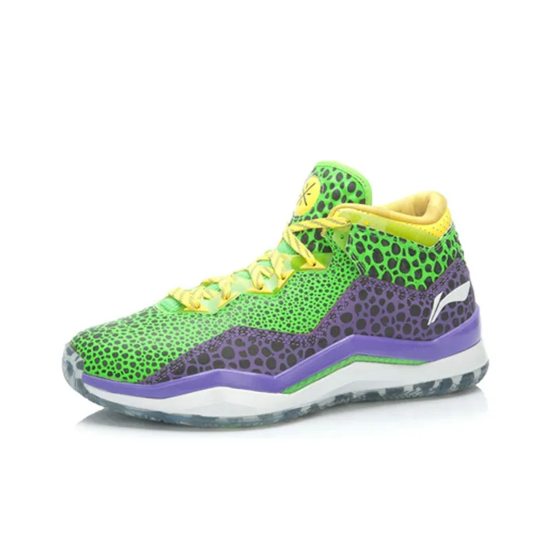 LiNing WOW 3 Way Of Wade 3 All Star Cushioned Slip Resistant Coverage Mid Top Basketball Shoes Men's Green Purple-1