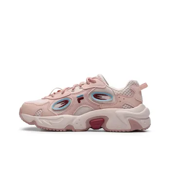 FILA FUSION Raccoon Cushioning Anti Slip And Wear Resistant Low Top Casual Shoes Women's Gray Pink
