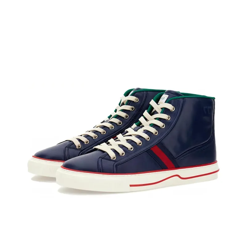 GUCCI Tennis 1977 High Top Skateboard Shoes Men's Blue White-2