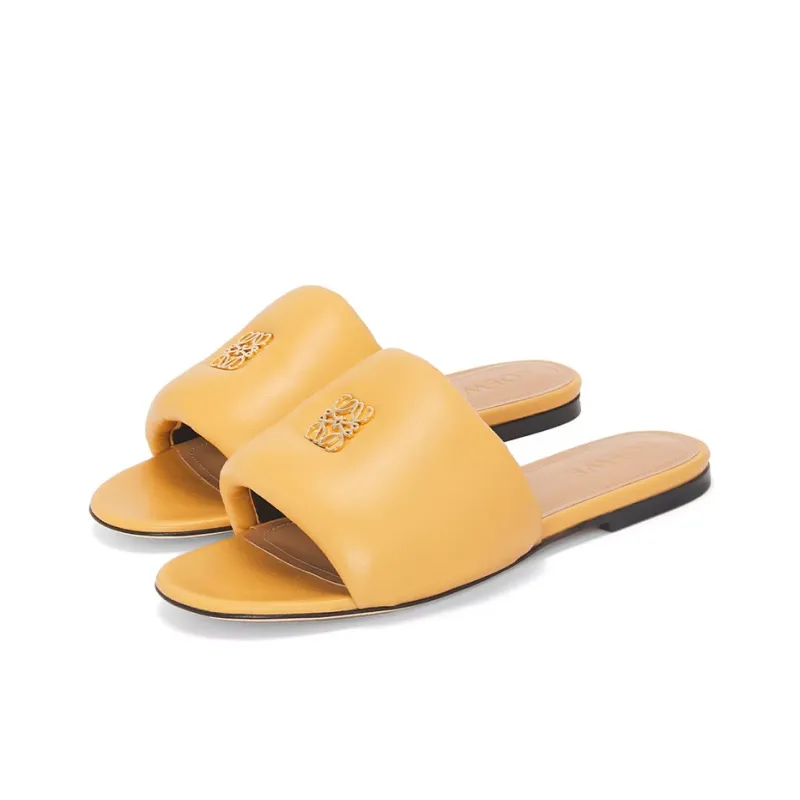 LOEWE Women's Anagram Padded Slide 'Desert'-2