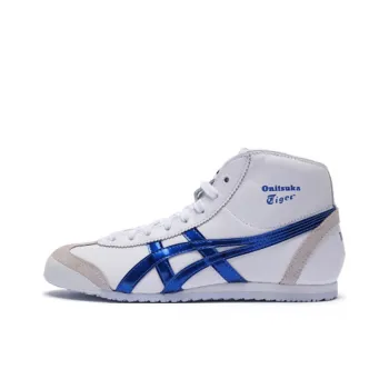 Onitsuka Tiger Mexico Mid Runner Wear resistant And Lightweight High Top Casual Running Shoes Unisex White Blue
