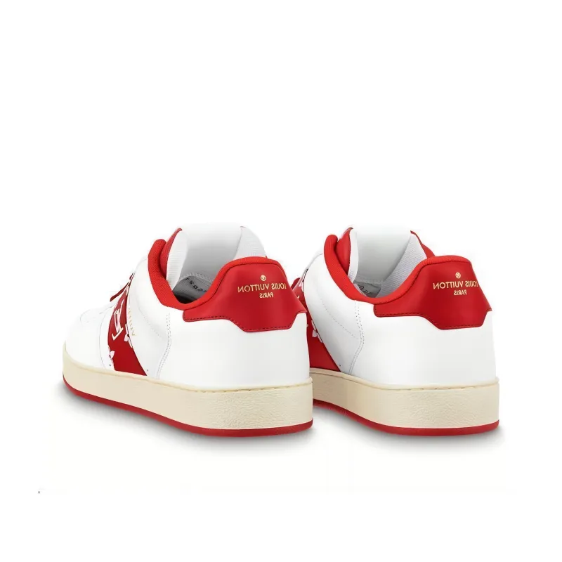 LOUIS VUITTON Rivoli Sneakers 'White With Red Side Monogram Band'-3