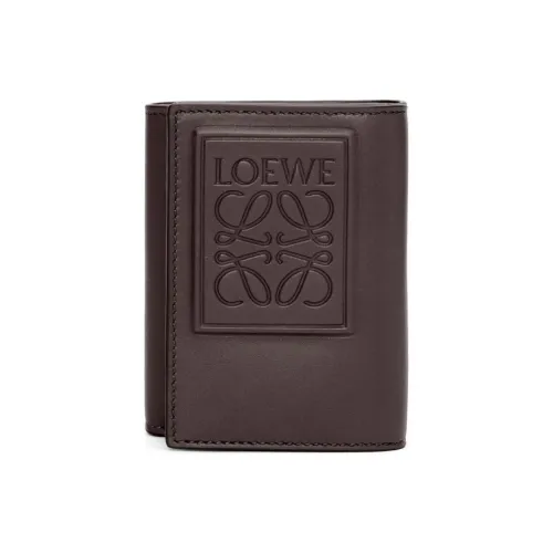 LOEWE Satin With Calfskin Wallet Men's Dark Brown
