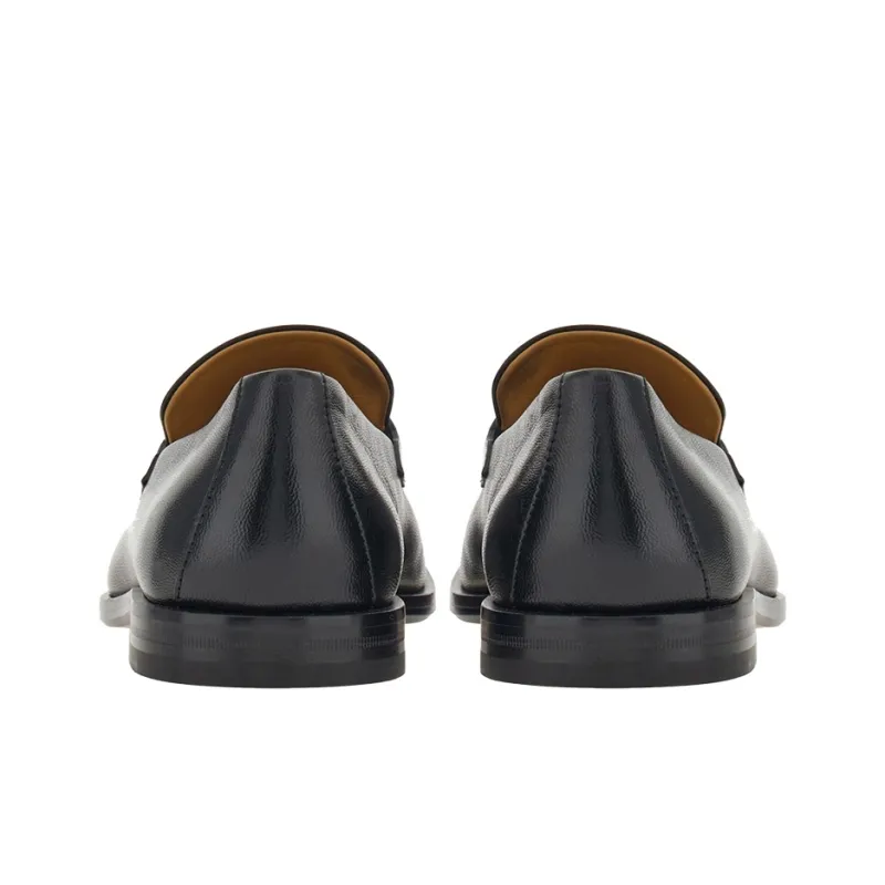 FERRAGAMO Gancini plaque Leather Loafers-3