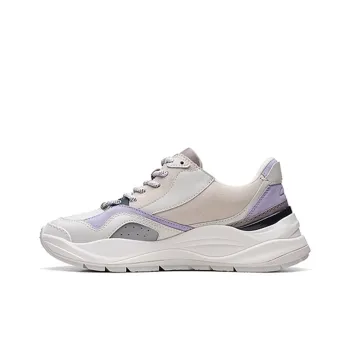 Clarks Lightweight Series Wear Resistant Slip Resistant Low Top Casual Shoes Women's White Purple