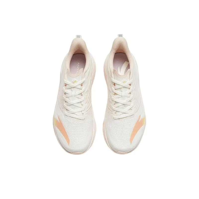 Anta MACH 3.0 Cushioning Anti Slip And Wear Resistant Low Top Running Shoes Women's White Pink-2