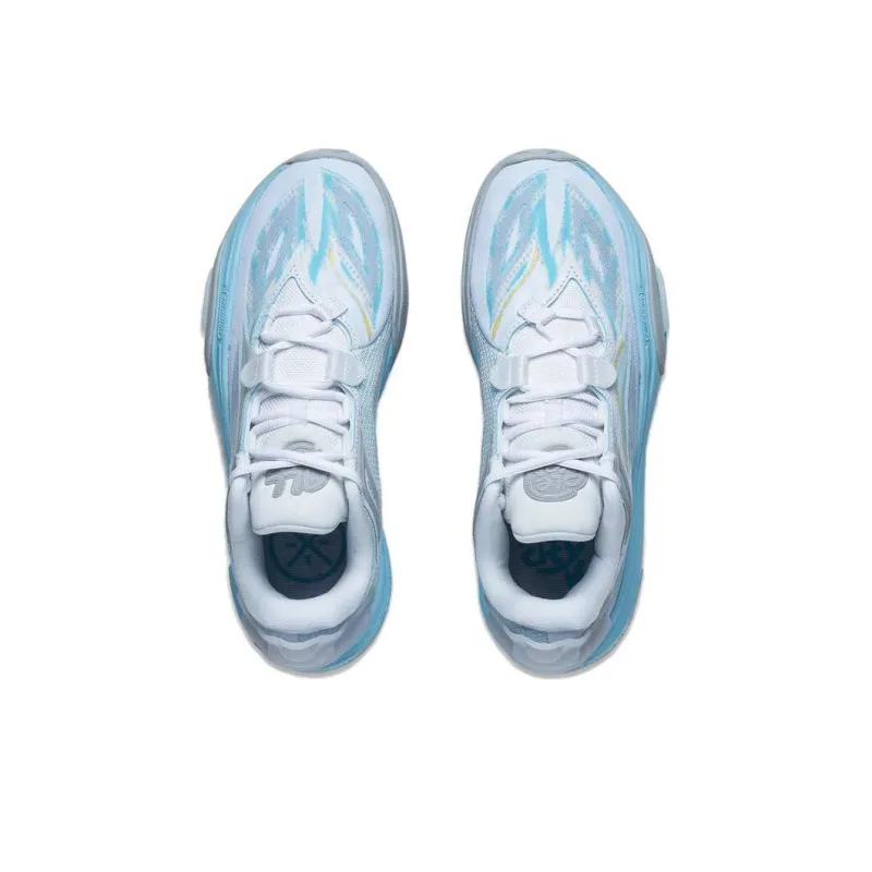 LiNing Cushioned Slip Resistant Mid Top Basketball Shoes Men's White Blue-3