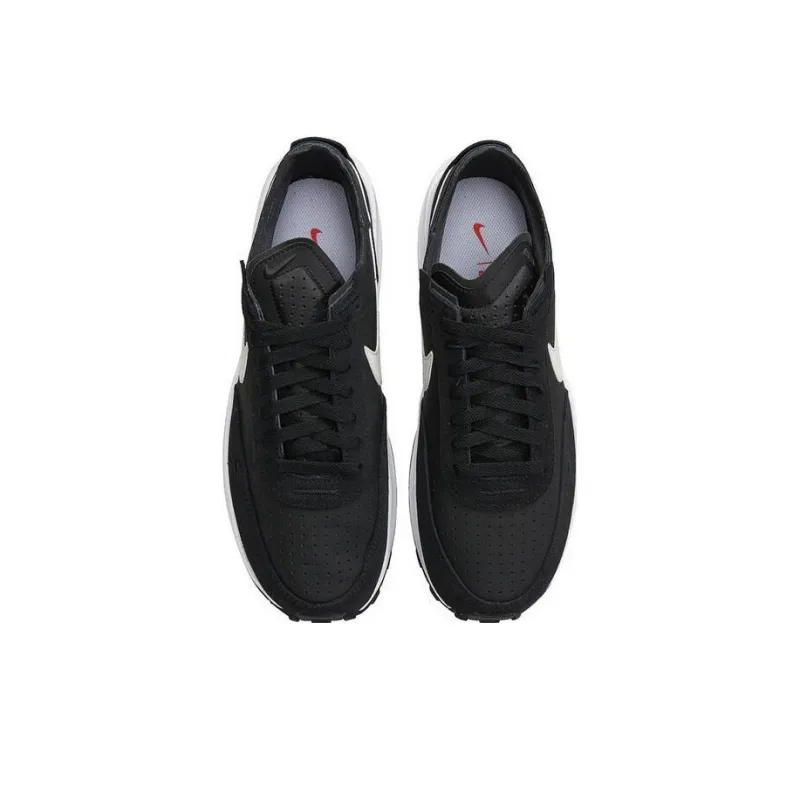 Nike Waffle One Leather Black White-2