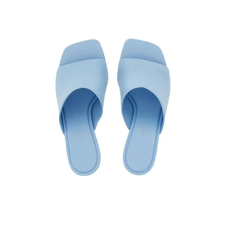 FERRAGAMO GANCINI Slide Slippers Women's Blue-3