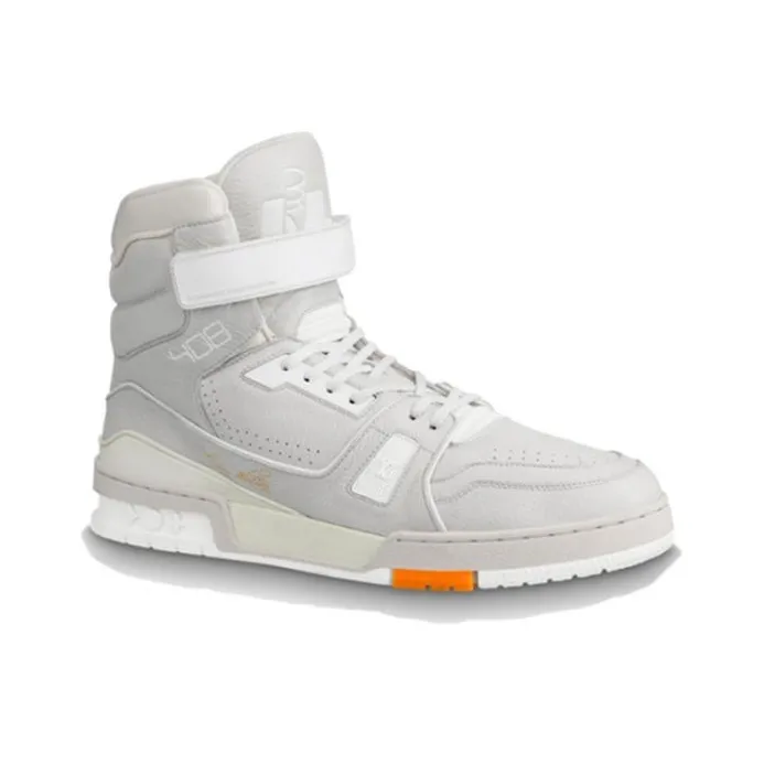 LOUIS VUITTON Lv Men's Trainer Sports Shoes Gray/White-1