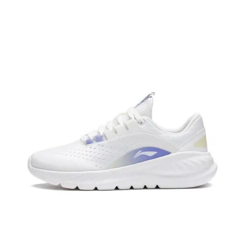LiNing EazGo Easy To Fit Durable Breathable Low Top Running Shoes Women's White Purple