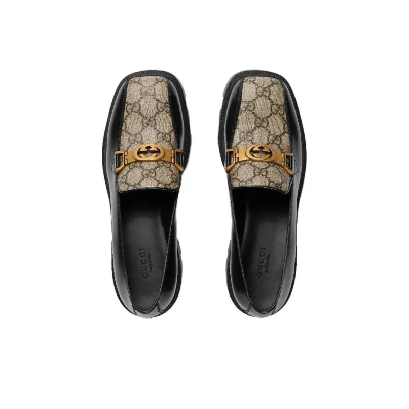GUCCI Interlocking Platform Loafers Women's Black-3