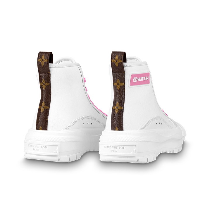 LOUIS VUITTON Squad Trainer Boots 'White Pink Brown' Women's - POIZON