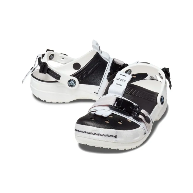 Crocs Classic Zip Tie Buckle Clogs 'Black White'-2