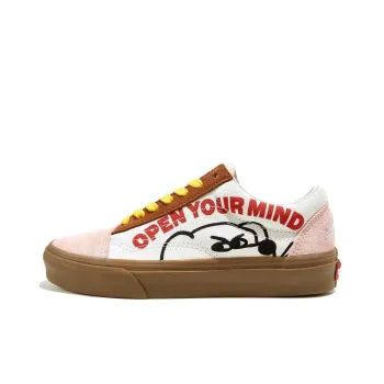 FEVER DOG x Vans Old Skool Anti Slip Wear Resistant Low Top Skateboard Shoes Unisex White Brown Pink