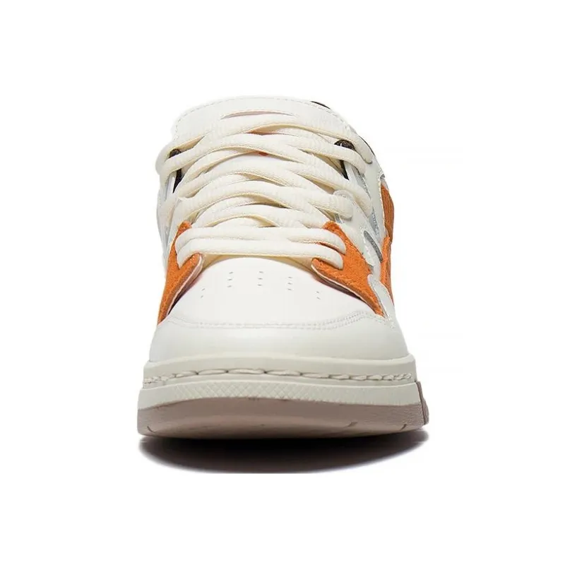 LiNing Pro Anti Slip Wear Resistant Low Top Skateboard Shoes Women's White Orange-4
