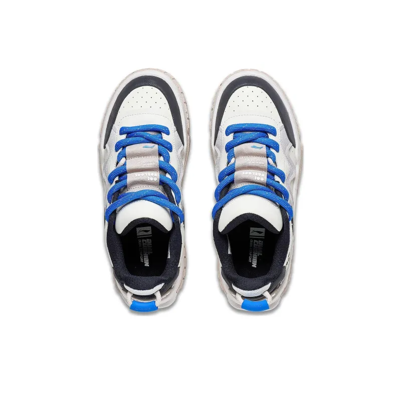 LiNing 001 UNBLOCK Anti Slip Wear Resistant Low Top Skateboard Shoes Men's Blue White-3
