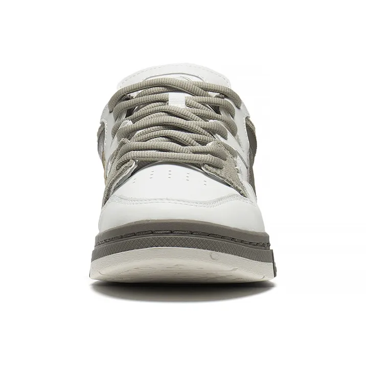 LiNing Wave Pro Anti Slip And Wear Resistant Lightweight Low Top Skateboard Shoes Men's White Gray-4