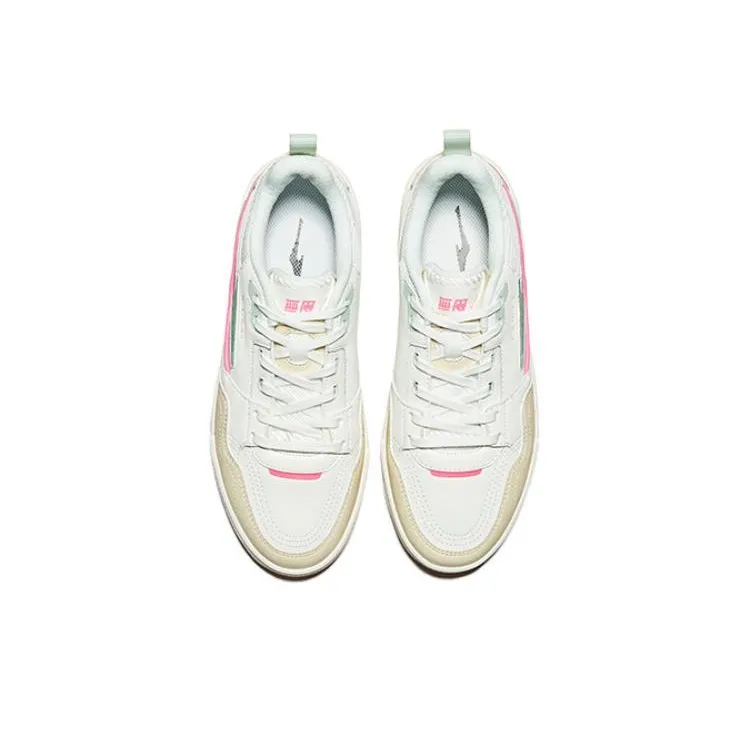 Erke Chao Yang Abrasion Resistant Breathable Low Top Skateboard Shoes Women's Microcrystal White Blast Pink-2