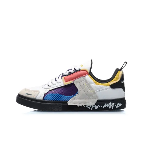 LiNing CF CounterFlow Sequence Low-Top Skateboard Shoes Women's White Purple Yellow