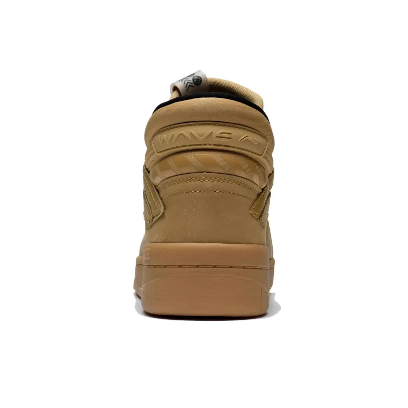 LiNing Mid Leather Anti Slip Wear Resistant Mid Top Skateboard Shoes Men's Mineral Yellow-5