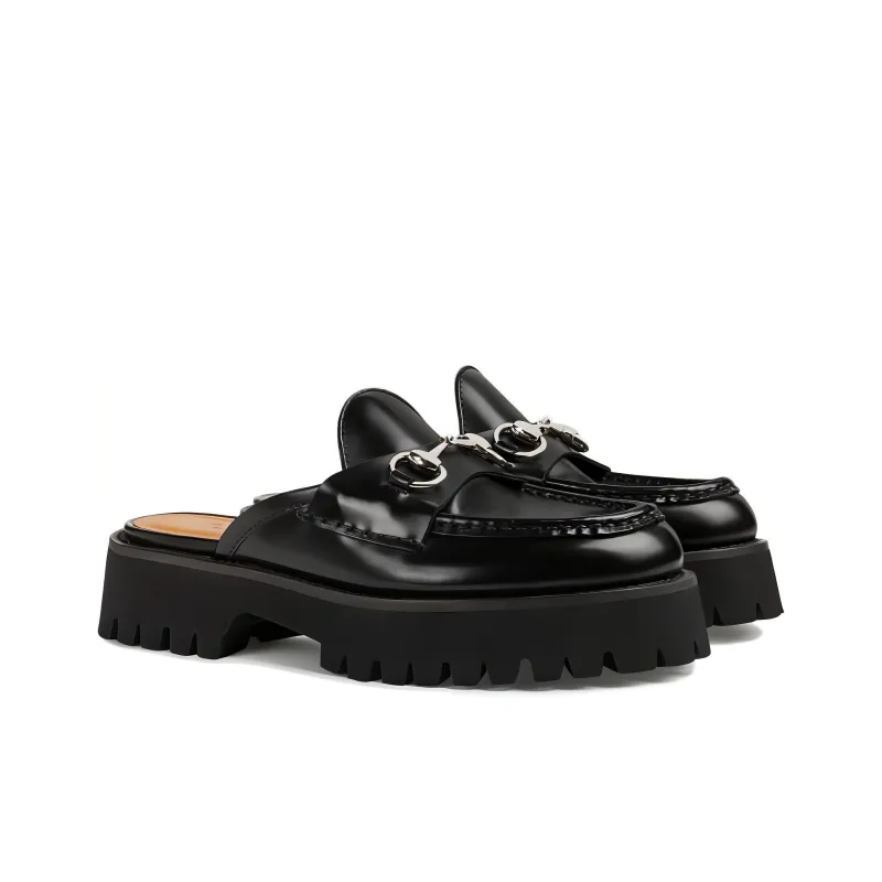 GUCCI Horsebit Leather Loafer Mules-2
