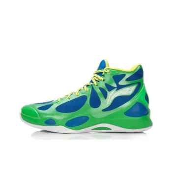 LiNing SONIC 4 Slip Resistant, Abrasion Resistant, Cushioning, Breathable High Top Basketball Shoes Unisex Blue Green