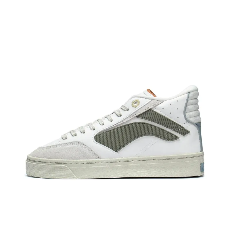 LiNing 180 Slip Resistant, Abrasion Resistant, Lightweight Mid Top Skateboard Shoes Men's White-0