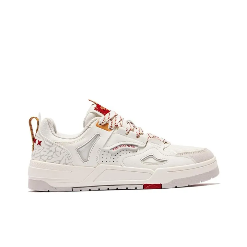 QIAODAN Enablement 2.0 Durable Breathable Low-Top Skateboard Shoes Women's Ivory Tomato Red-1