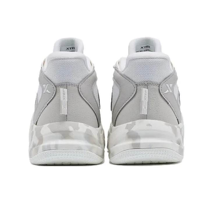 XTEP Anti Slip Wear Resistant Low Top Sports Casual Shoes Gray White-4