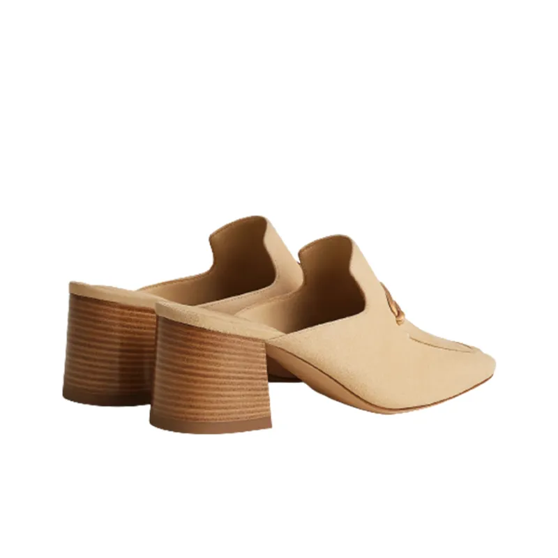 HERMES Gisele Abrasion Resistant Closed Toe Slippers Women's Beige-2
