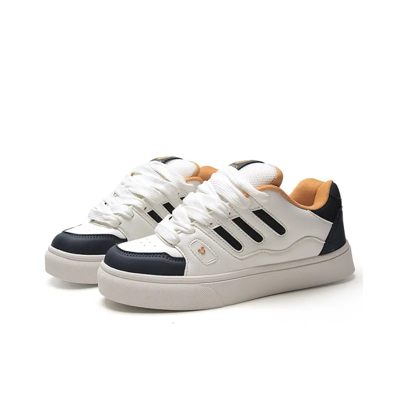 STUR YSN Wear resistant And Lightweight Low Top Skateboard Shoes Unisex White Dark Blue-1