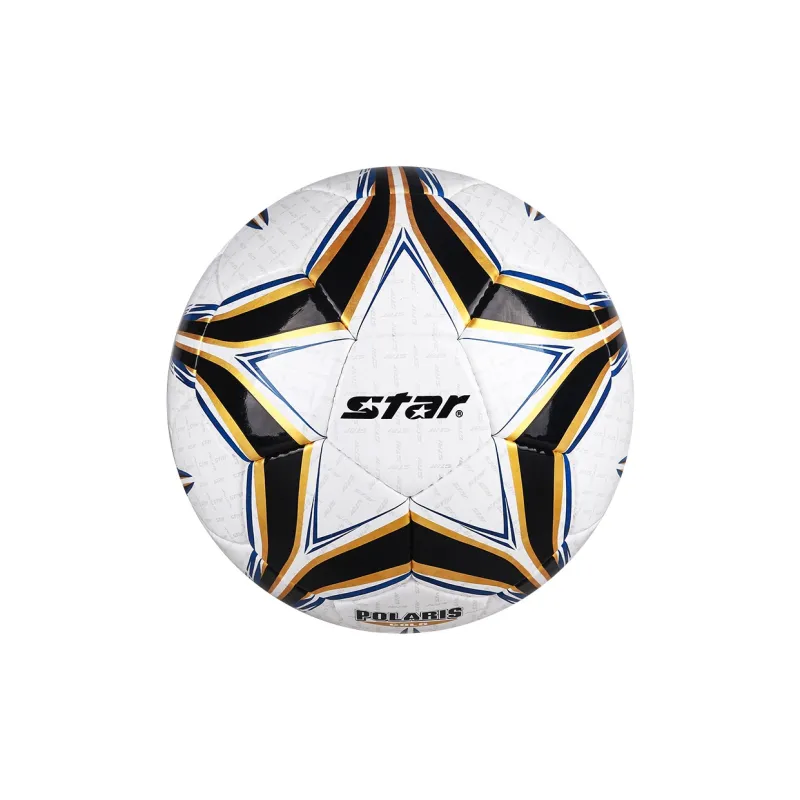 Star Size 5 Soccer PU Hand Stitched Soccer Ball Unisex White Gold Black-0