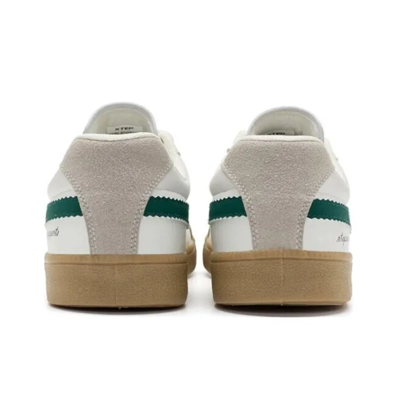 XTEP Germany Army Trainer Anti Slip Wear Resistant Low Top Skateboard Shoes Men's White Gray Green-3