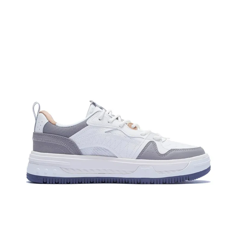 LiNing Slip Resistant Quick Dry Abrasion Resistant Height Increasing Low Top Skateboard Shoes Men's White Gray-1